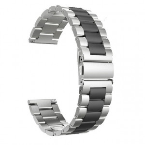Bratara smartwatch argintie cu negru cu telescop Quick Release 22mm