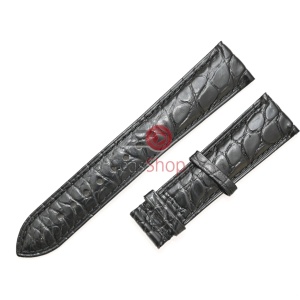 Curea neagră aligator veritabil căptușită pentru deployant 21mm
