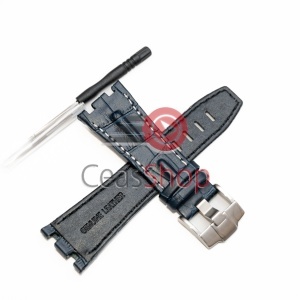 Curea piele albastră cusătură albă tip Audemars Piguet 28mm