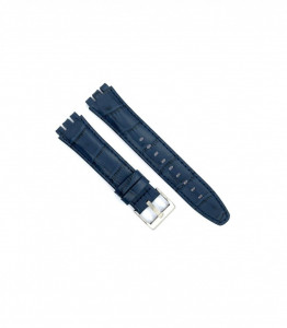 Curea piele model crocodil tip Swatch 19mm albastru inchis - 32805