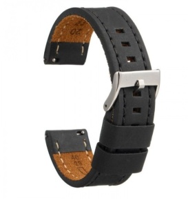 Curea piele neagră XL vintage QR, cusătură neagră 18mm - 384EL0118