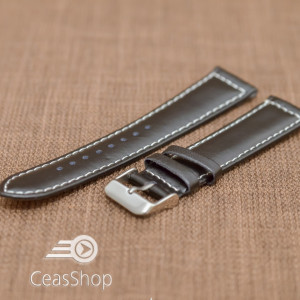 Curea piele neteda captusita neagra 20mm cusatura alba - 36220 - Img 2