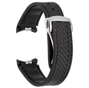 Curea silicon neagra, cusături portocalii, capăt curbat 20mm pentru Omega Seamaster