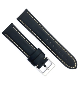 Curea ceas neagră piele vitel impregnata 22mm -377.01.22 - Img 2