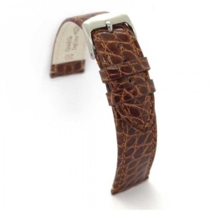 Curea crocodil veritabil maro deschis, căptușită, plată 18mm -4300318