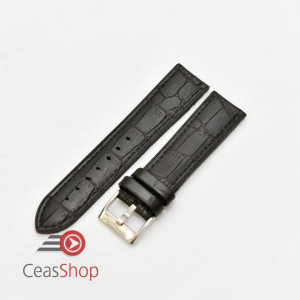 Curea hibrid silicon si piele model crocodil neagra 24mm - 4200124