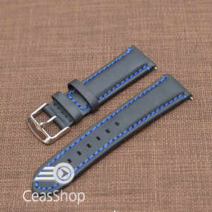 Curea piele neagra Mustang  mata,captusita, cusatura albastra 20mm - 40474