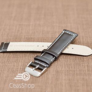 Curea piele neteda captusita neagra 20mm cusatura alba - 36220 - Img 3