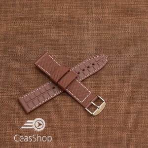 Curea silicon maro cusaturi albe 18mm - 35702 - Img 2