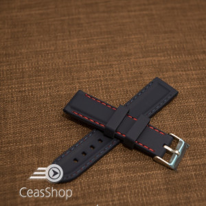 Curea silicon navy cusături roșii 24mm - 42320 - Img 2