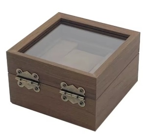 Cutie lemn retro culoare nuc închis pentru un ceas - Img 2