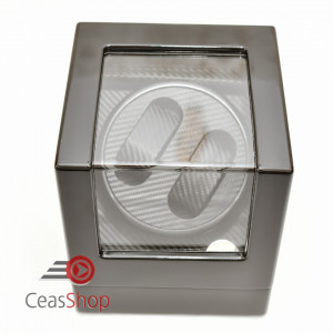 Watch winder pentru doua ceasuri carbon