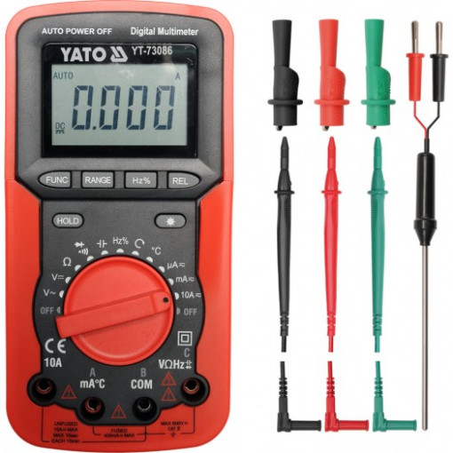 Multimetru digital universal Yato, include cabluri de masurat