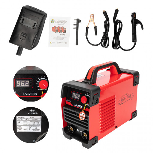 Aparat de sudura tip invertor MF LV 200 A, masca de sudura, cabluri si clesti, ciocanel, perie