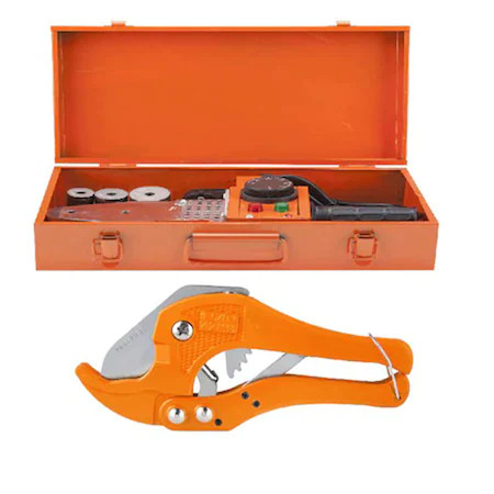 Set Plita sudura PPR cu foarfeca PPR, Evotools, 800 W, portocaliu