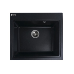 Chiuvetă din compozit de granit pentru bucătărie ELEFANT PREMIUM 5852 VESTA Negru metalic 580 x 518 mm