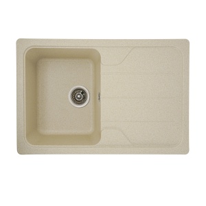 Chiuvetă din compozit de granit pentru bucătărie ELEFANT PREMIUM 7850 VERONA Nisip bej 775 x 495 mm - Img 10