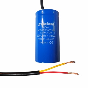 Condensator cu fire CD60 300µF 50x100mm 330V, Elefant - Img 2