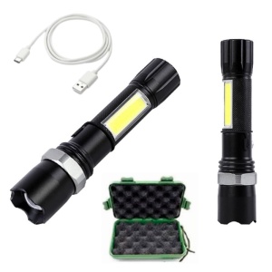Lanterna din aluminiu LED cu zoom, acumulator si incarcare USB V-114984 VARGO - Img 3