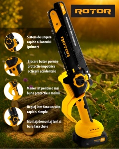 Mini drujba 8" pe acumulator cu 2 acumulatori 21V /2Ah si incarcator ROTOR RBS-82 - Img 11