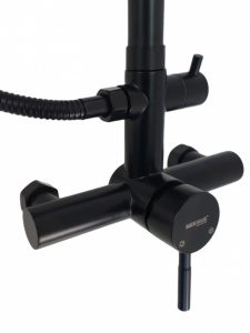 Coloana de dus MIXXUS SUS-003-J BLACK 20 cm baterie si para, monocomanda, furtun flexibil - Img 6