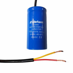 Condensator cu fire CD60 150µF 50x100mm 330V, Elefant - Img 2