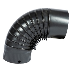 Cot pentru soba pe lemne, 90˚, 150mm, Gri mat - Img 4