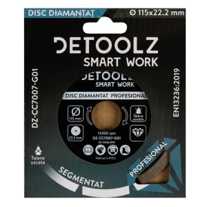 Disc diamantat segmentat Detoolz 115x22.2mm, taiere uscata - Img 2