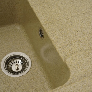 Chiuvetă din compozit de granit pentru bucătărie ELEFANT PREMIUM 7850 VERONA Bej 775 x 495 mm - Img 6