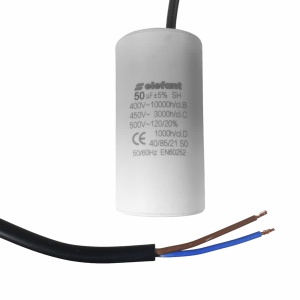 Condensator cu fire CBB60 50µF 50x92mm 450V, Elefant - Img 2