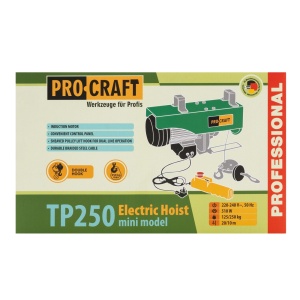 Troliu electric palan PROCRAFT TP250, 510 W, capacitate ridicare 250 kg, inaltime 20 m - Img 8