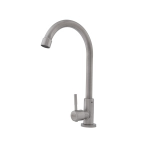 Baterie bucatarie monocomanda FLOW VITAL FB-01, SUS 304, pipa fixa rotativa 360°, chrome mat - Img 8