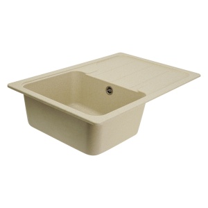 Chiuvetă din compozit de granit pentru bucătărie ELEFANT PREMIUM 7850 VERONA Nisip bej 775 x 495 mm - Img 5