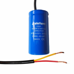 Condensator cu fire CD60 400µF 50x100mm 330V, Elefant - Img 2