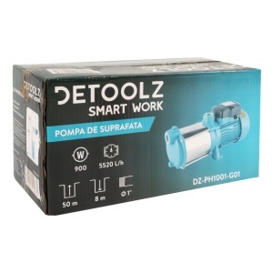 Pompa de suprafata Detoolz 0.9 kW, debit maxim 5520l/h, inaltime maxima de pompare 50m, corp pompa fonta - Img 2