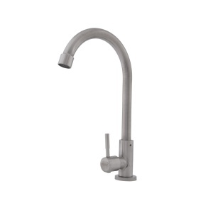 Baterie bucatarie monocomanda FLOW VITAL FB-01, SUS 304, pipa fixa rotativa 360°, chrome mat