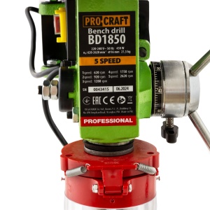 Bormasina de banc fixa cu coloana PROCRAFT BD1850, 220 V, 450 W, 620-3140 rpm, 5 viteze - Img 7