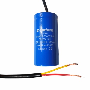 Condensator cu fire CD60 200µF 50x100mm 330V, Elefant - Img 2