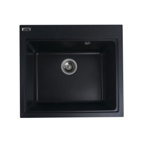 Chiuvetă din compozit de granit pentru bucătărie ELEFANT PREMIUM 5852 VESTA Negru metalic 580 x 518 mm - Img 10
