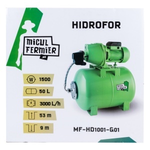 Hidrofor Micul Fermier 1.5 kW, debit maxim 3000l/h, inaltime maxima de pompare 53m, corp pompa fonta, butelie 50L - Img 3
