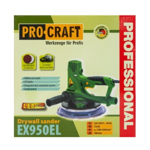 Masina de slefuit pereti Procraft EX950EL, 710 W, 180 mm, 1200-2500 rot/min cu aspirator sac - Img 5