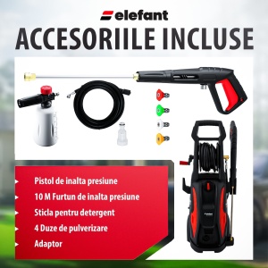 Aparat de spalat cu presiune ELEFANT E-110P-C, 2200W, 500l//h, 165 bar, lungime furtun 10 m - Img 7