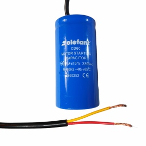 Condensator cu fire CD60 500µF 50x100mm 330V, Elefant - Img 2
