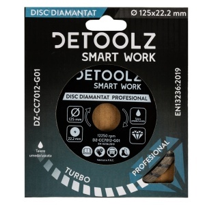 Disc diamantat turbo Detoolz 125x22.2mm, taiere umeda/uscata - Img 3