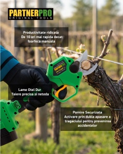Foarfecă electrică cu acumulator PARTNERPRO PP-FE16V, 16V / 2Ah, 300 W, 200 N - Img 8
