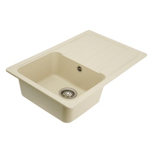 Chiuvetă din compozit de granit pentru bucătărie ELEFANT PREMIUM 7850 VERONA Nisip bej 775 x 495 mm - Img 4