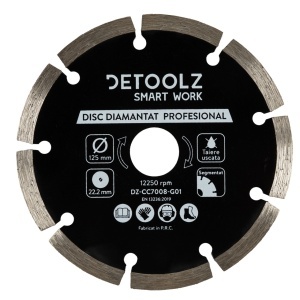 Disc diamantat segmentat Detoolz 125x22.2mm, taiere uscata