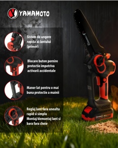 Mini drujba 8" pe acumulator cu 1 acumulator 20v/4Ah si incarcator YAMAMOTO YBS-84 5400 rot/min, Brushless - Img 10