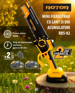 Mini drujba 8" pe acumulator cu 2 acumulatori 21V /2Ah si incarcator ROTOR RBS-82 - Img 13