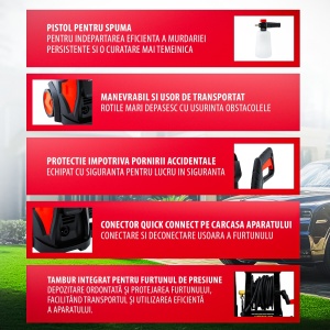Aparat de spalat cu presiune ELEFANT E-110P-C, 2200W, 500l//h, 165 bar, lungime furtun 10 m - Img 3